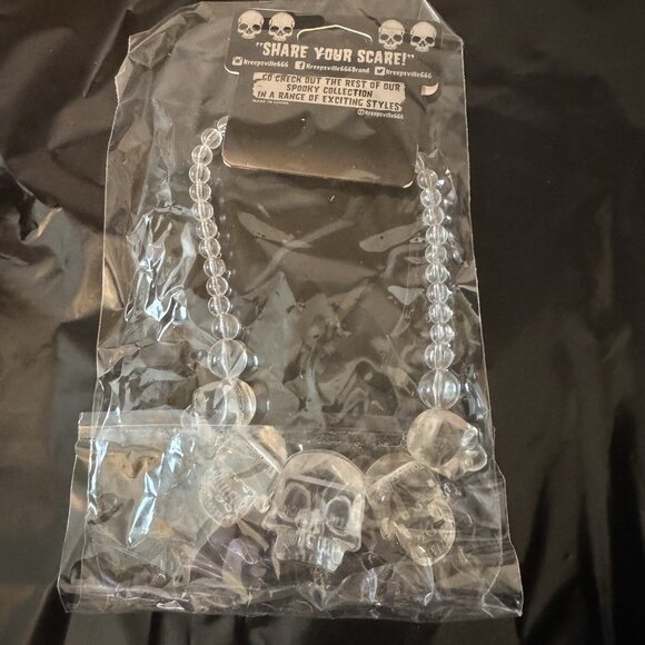 Skull Collection Necklace Crystal Clear Gothic Jewelry Halloween Kreepsville New - Picture 6 of 6